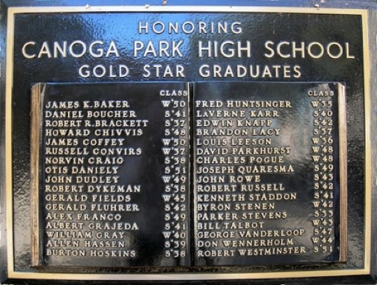 Canoga Park High WWII Plaque